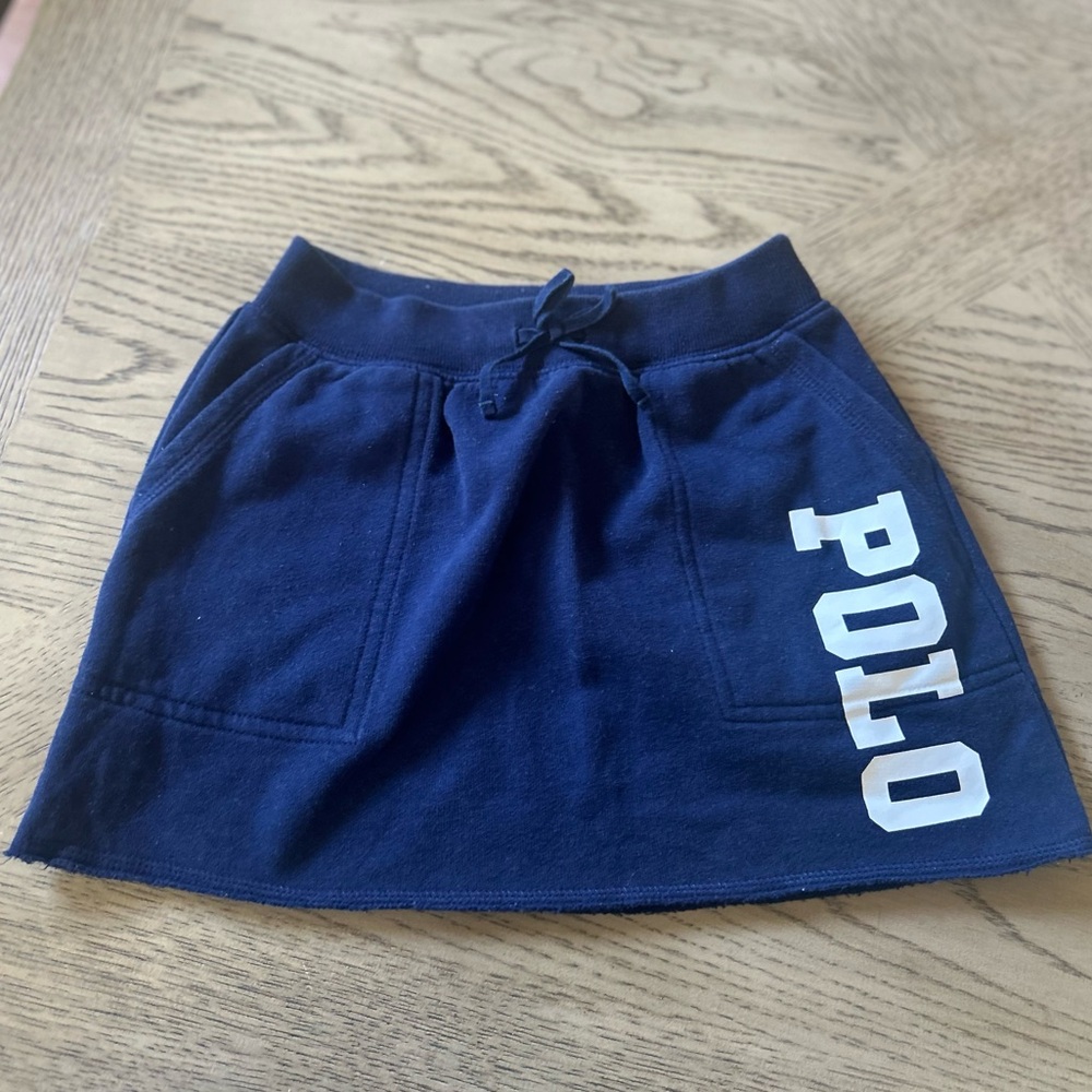 Polo by Ralph Lauren Navy Drawstring Knit Skirt with Logo (Size 7)